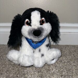 Cuddly Black and White Puppy Plush with Blue Bandana